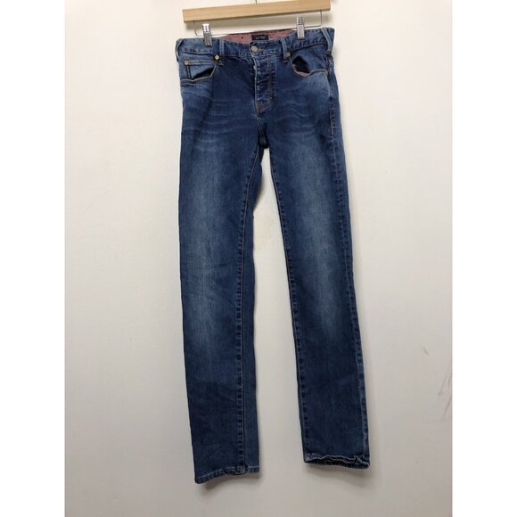 Armani Jeans AJ J29 Slim 29x34 Blue Denim Jeans Button Fly Stretch - Picture 7 of 8